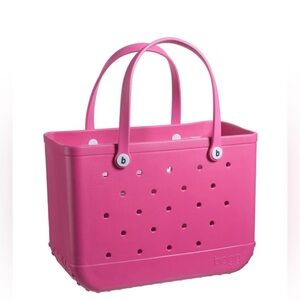 BOGG BAG Original Large Tote Bag - Haute Pink White Buttons EUC